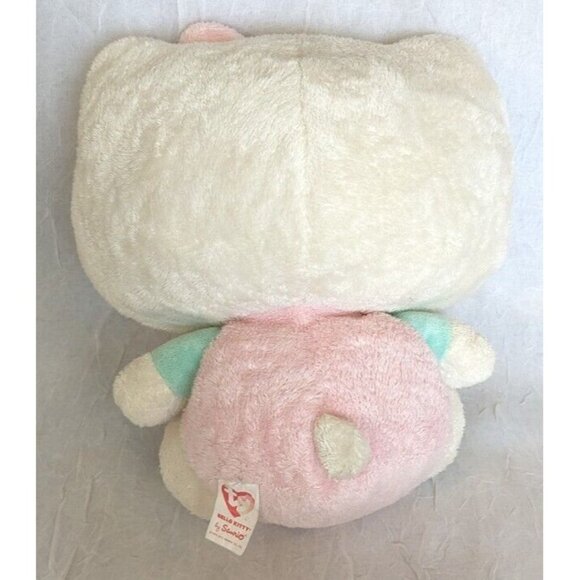 Ty Pluffies Hello Kitty Plush Pastel Sanrio Stuffed Animal Pink Overalls 2011 8" - Picture 4 of 12
